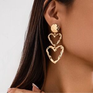 Fashion stillness still Gold Heart Drop Earrings
